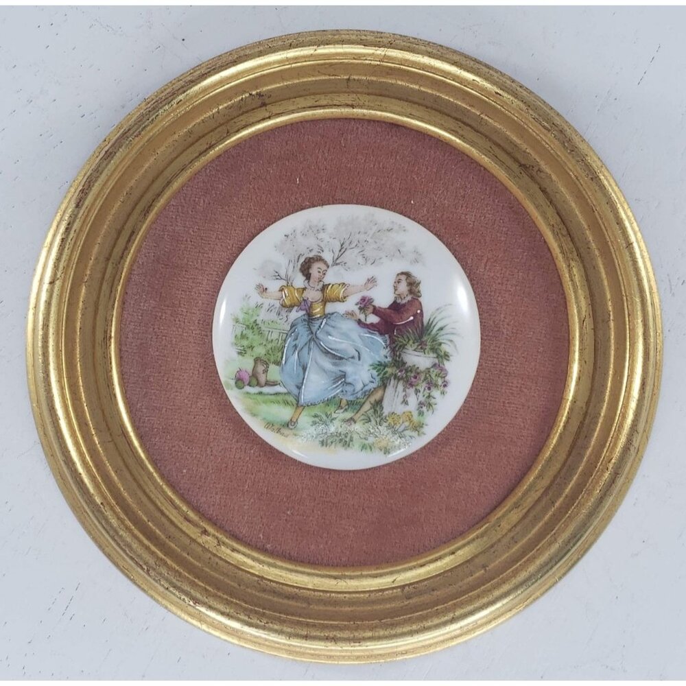 Vintage Limoges B&S Creations Framed Porcelain Couple French